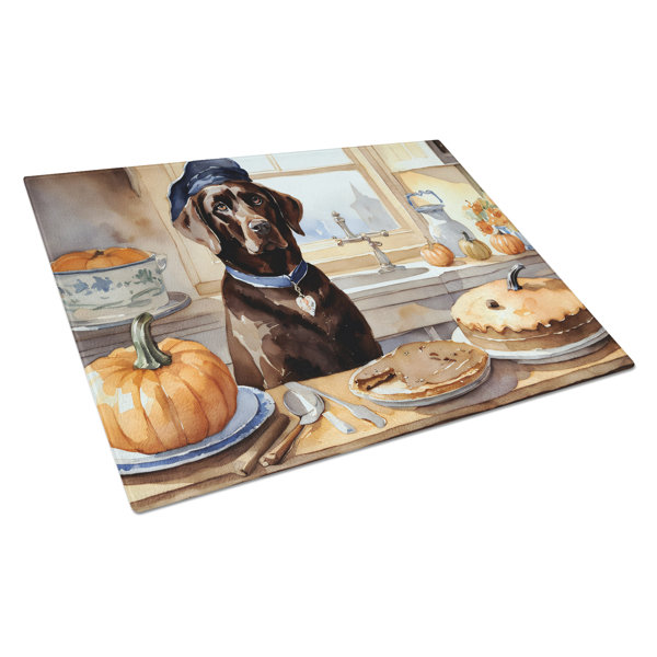 Caroline's Treasures Chocolate Lab Fall Kitchen Pumpkins Glass Cutting